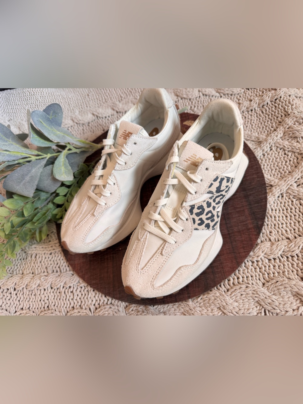 Women’s New Balance 327 Leopard Accent Casual Sneakers - Picture 2 of 5